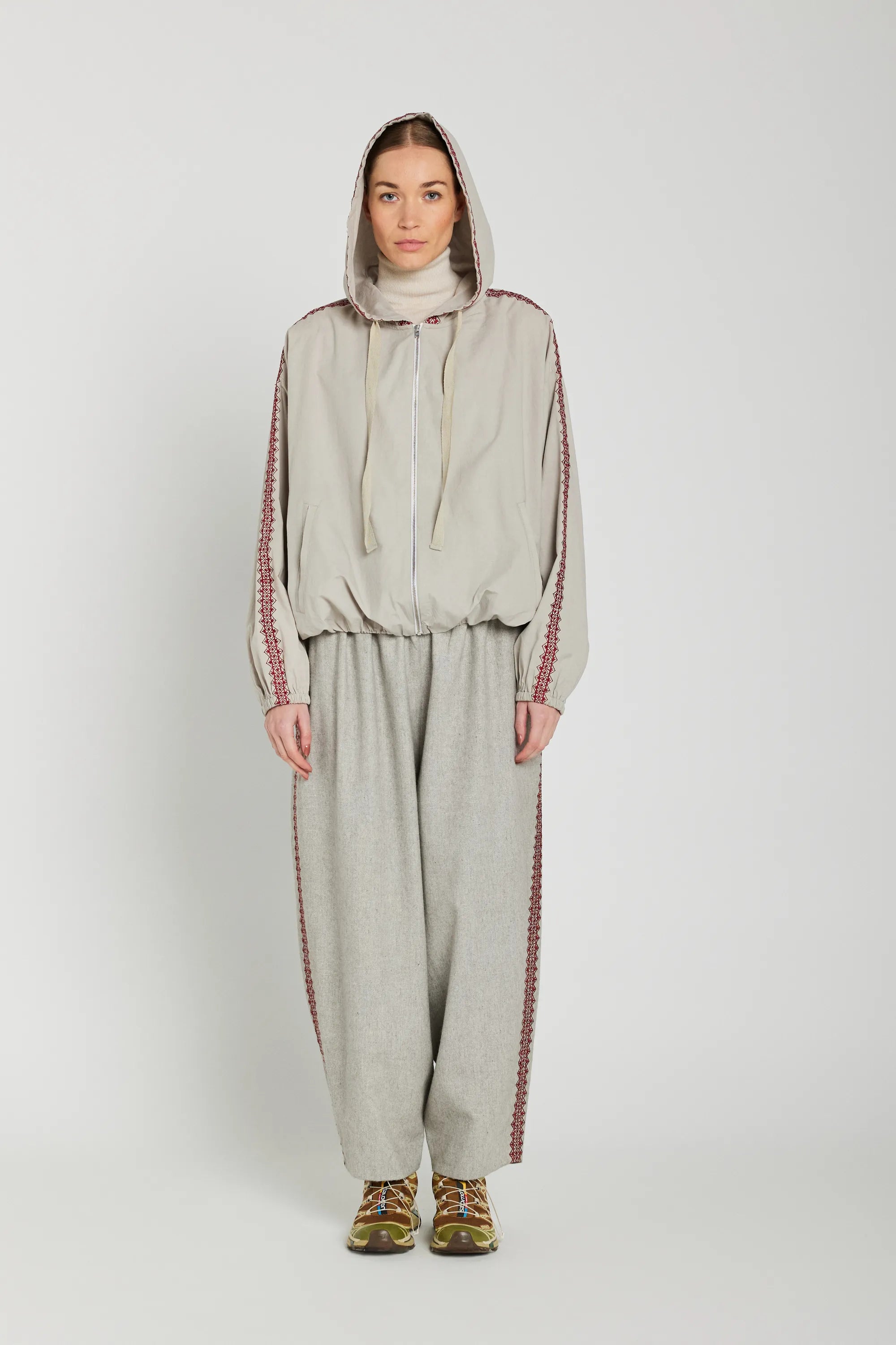 gris brodé hiver v de vinster hoodie jogging 