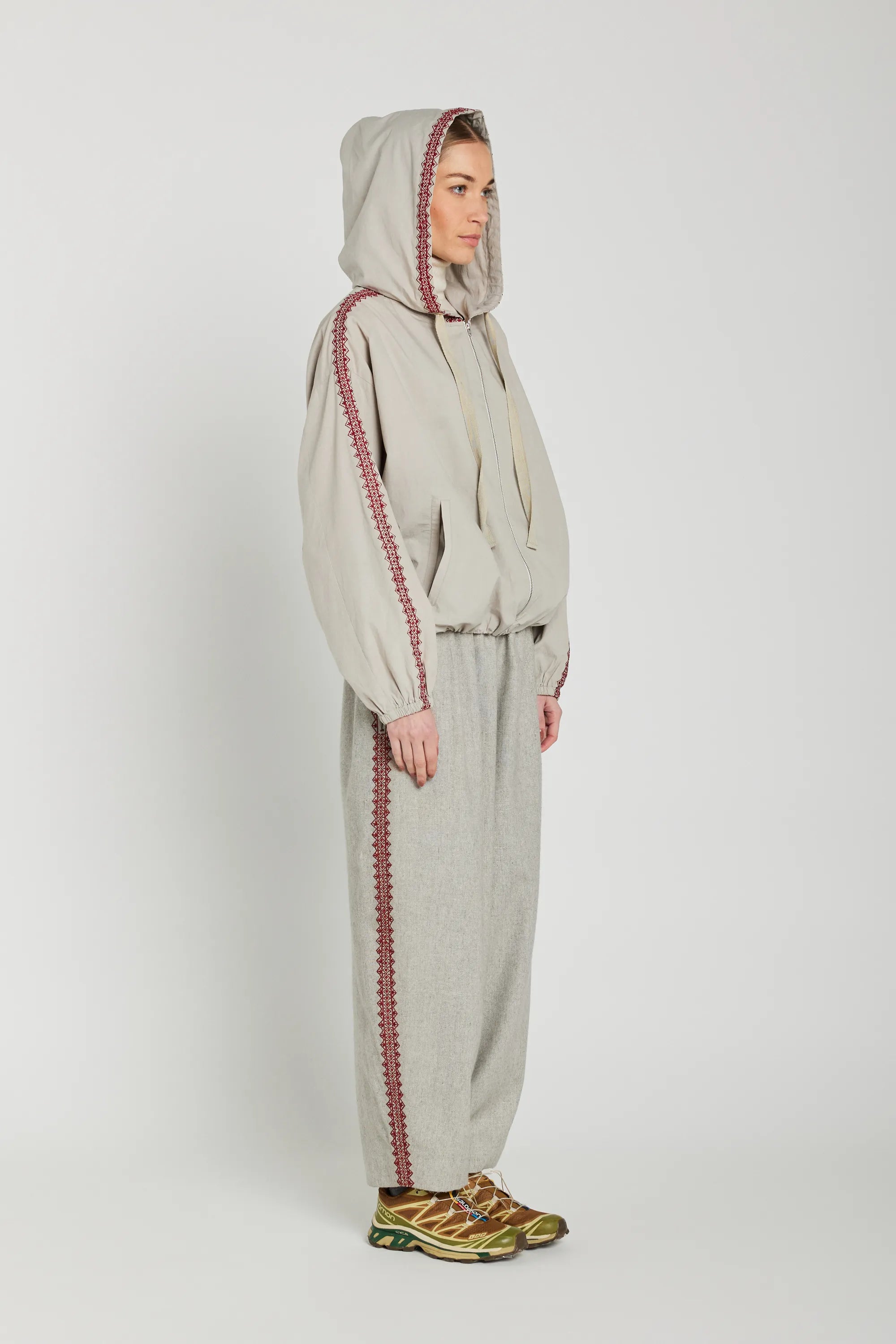 brodé hiver v de vinster hoodie jogging gris 