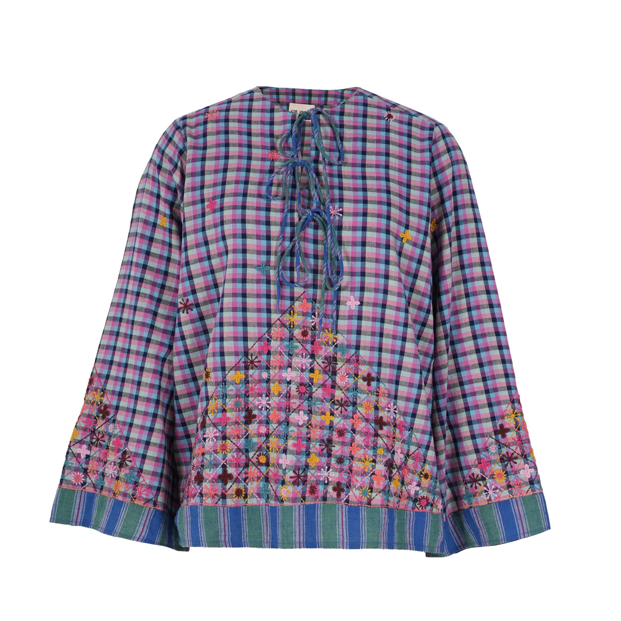 v de vinster blouse tartan bleue