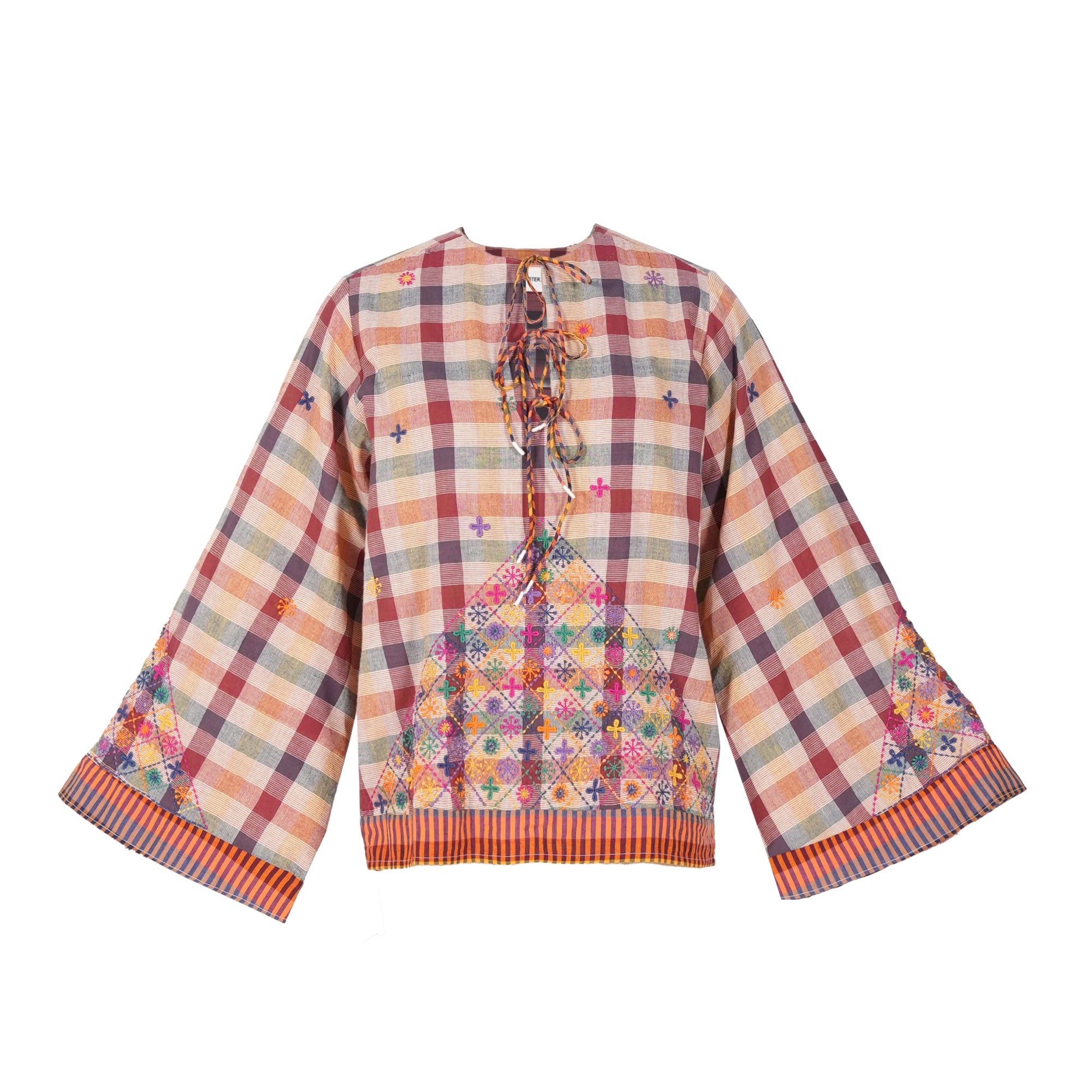 v de vinster brodée blouse moutarde