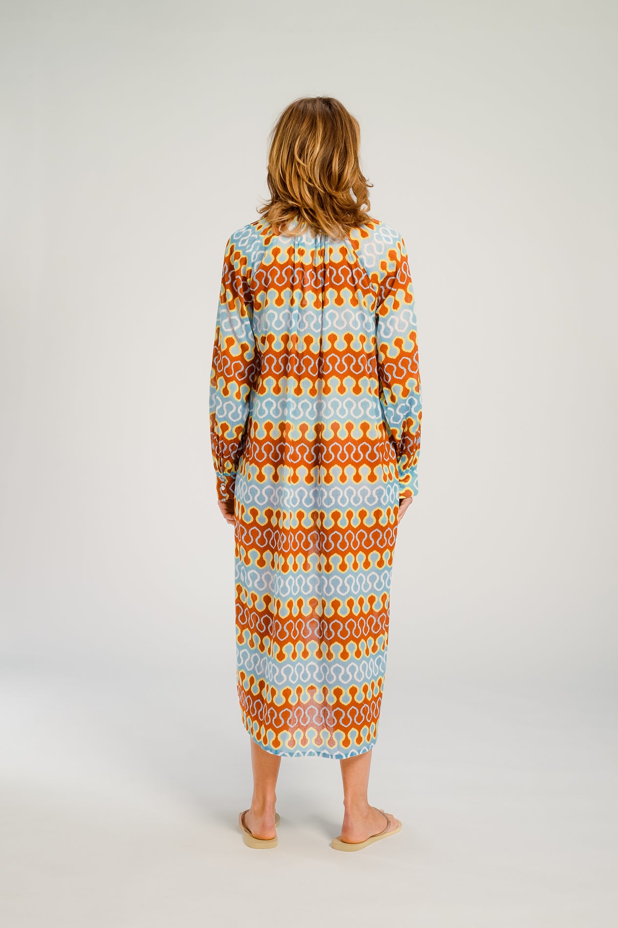 Robe longue imprimée seventies RIO