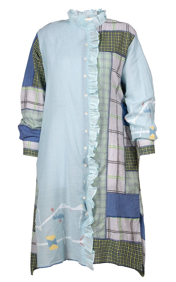 Robe bleue patchwork UDAIPUR