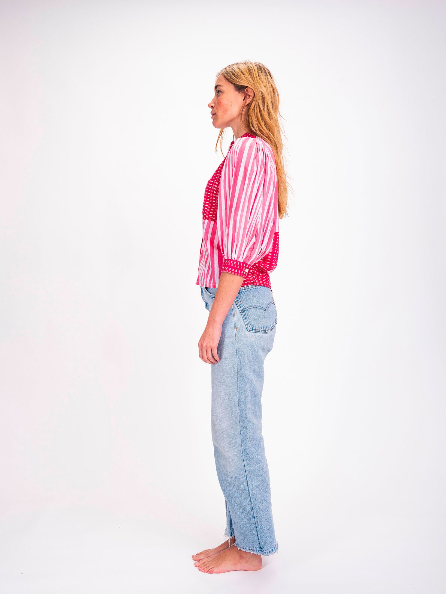 Chemise à rayures roses Shiva