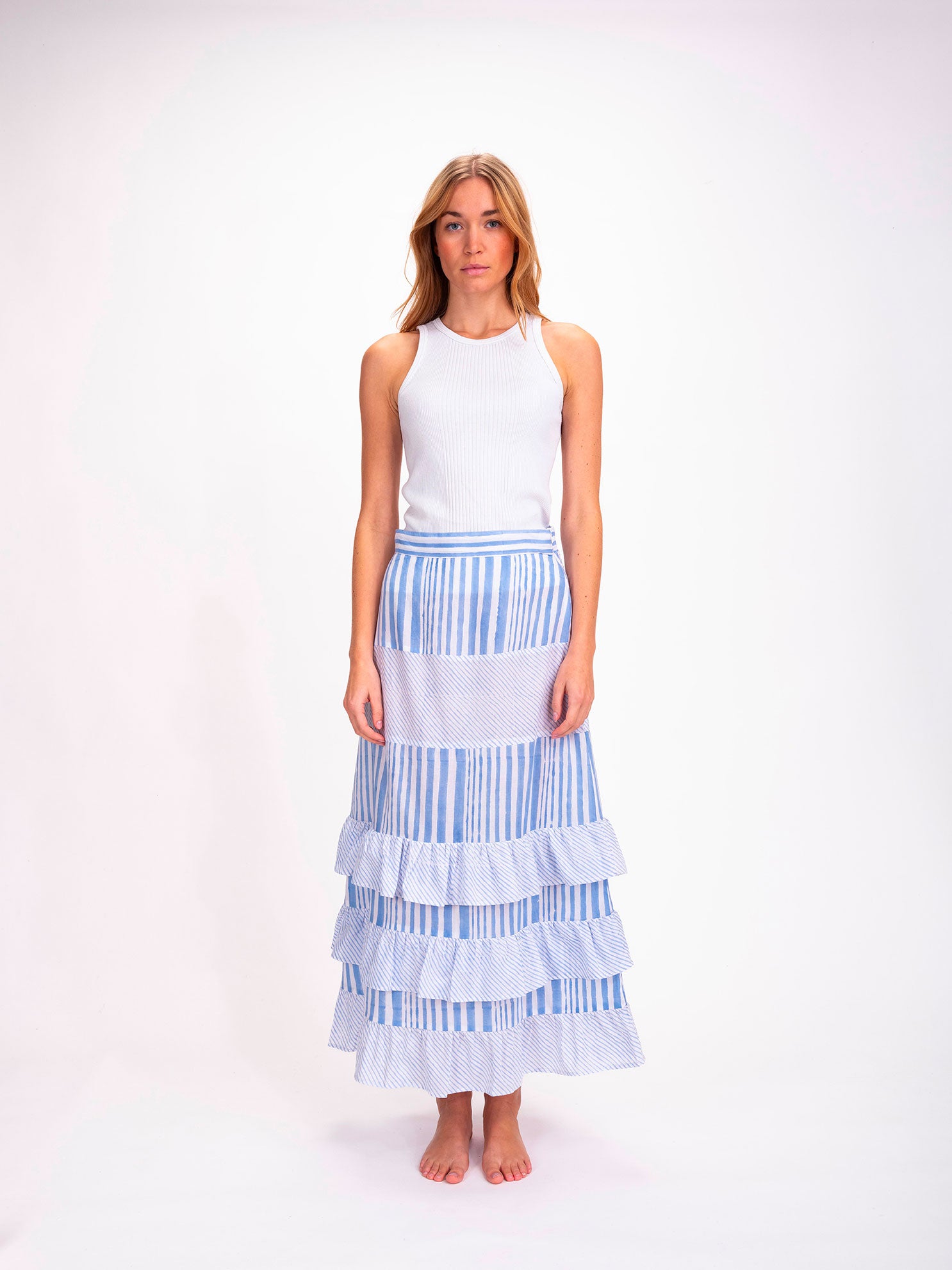 Jupe longue à rayures bleues Shiva