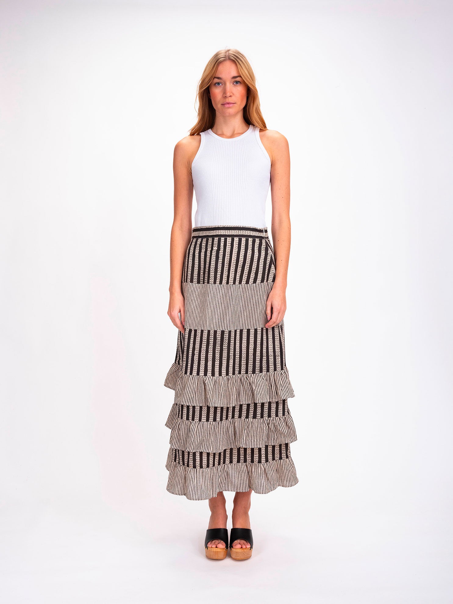 Jupe longue à rayures noires Shiva