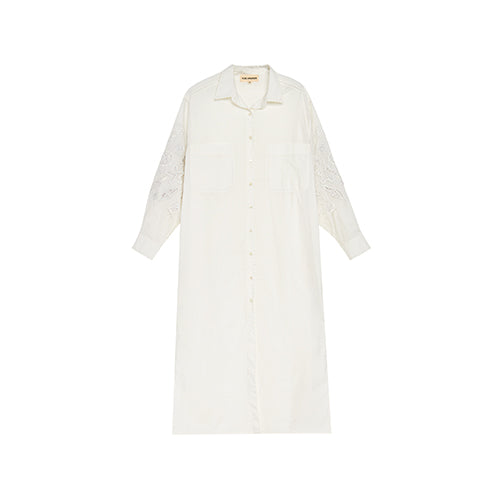 Robe longue blanche brodée coquillage Ogaan