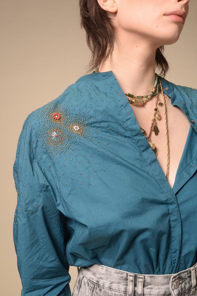 Chemise bleu canard étoilée Star