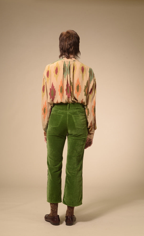 Blouse beige imprimée Ikat