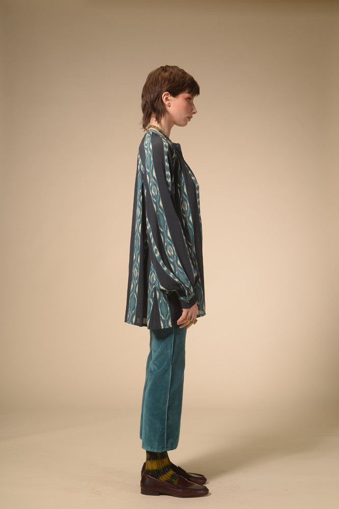 Blouse en viscose bleue imprimée Ida