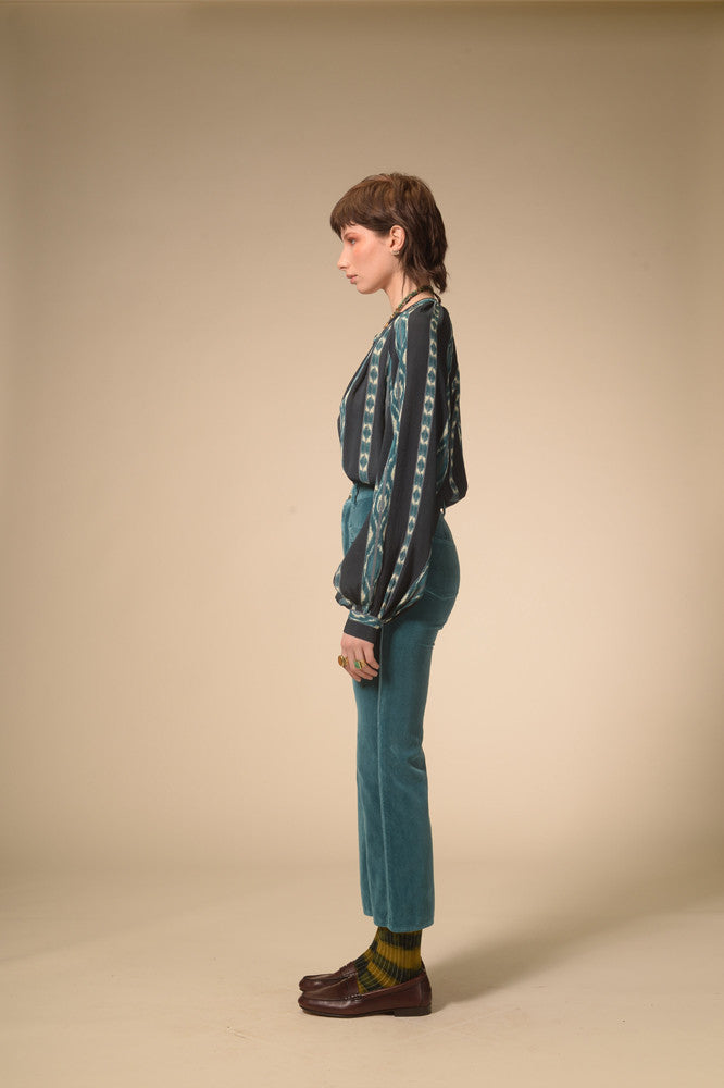 Blouse en viscose bleue imprimée Ida