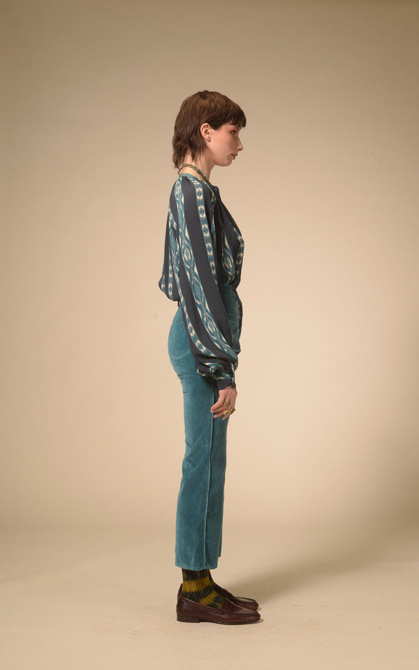Blouse en viscose bleue imprimée Ida