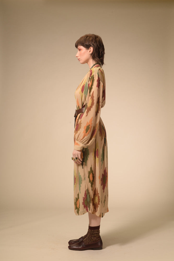 Robe imprimée crème Ida