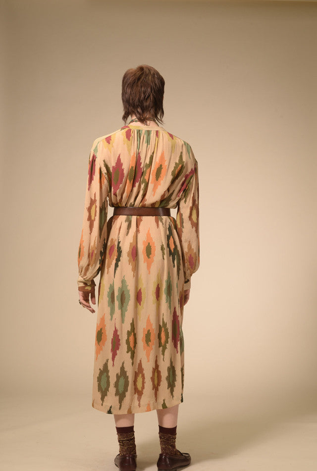 Robe imprimée crème Ida