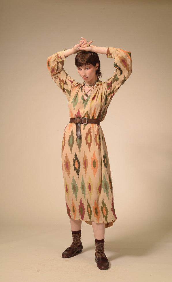 Robe imprimée crème Ida