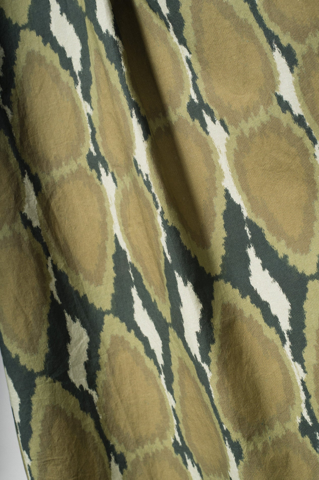 Robe coton imprimé kaki Ikat