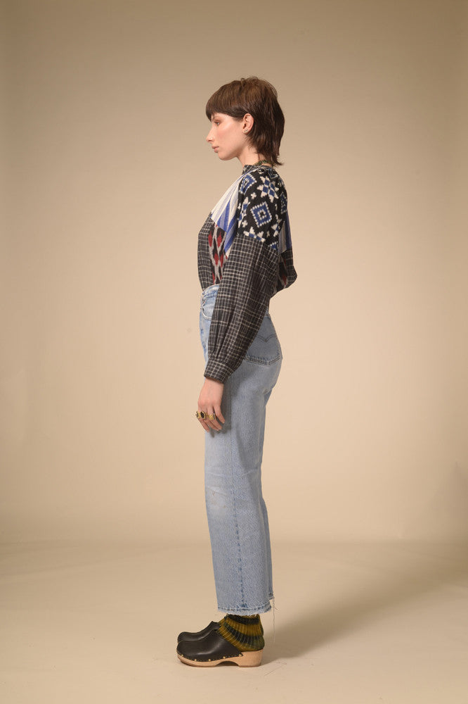 Blouse patchwork noir Ekam