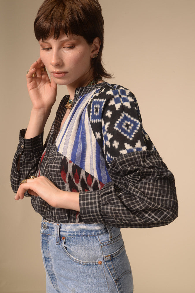 Blouse patchwork noir Ekam