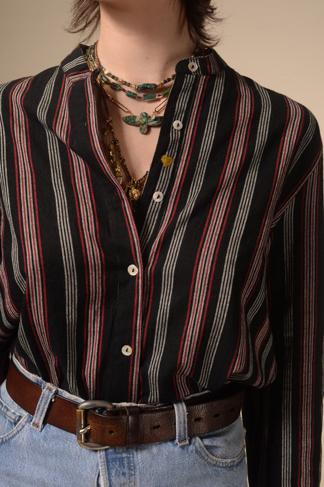 Chemise rayée noire Jil