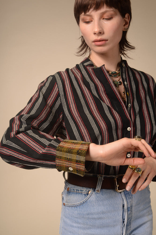 Chemise rayée noire Jil