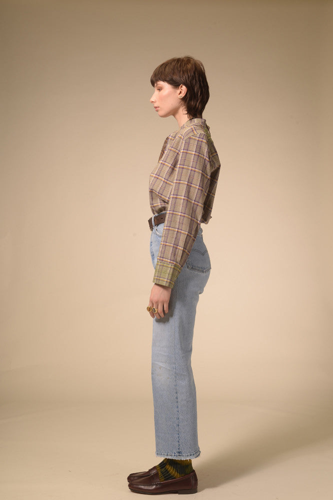 Chemise tartan violet Jil