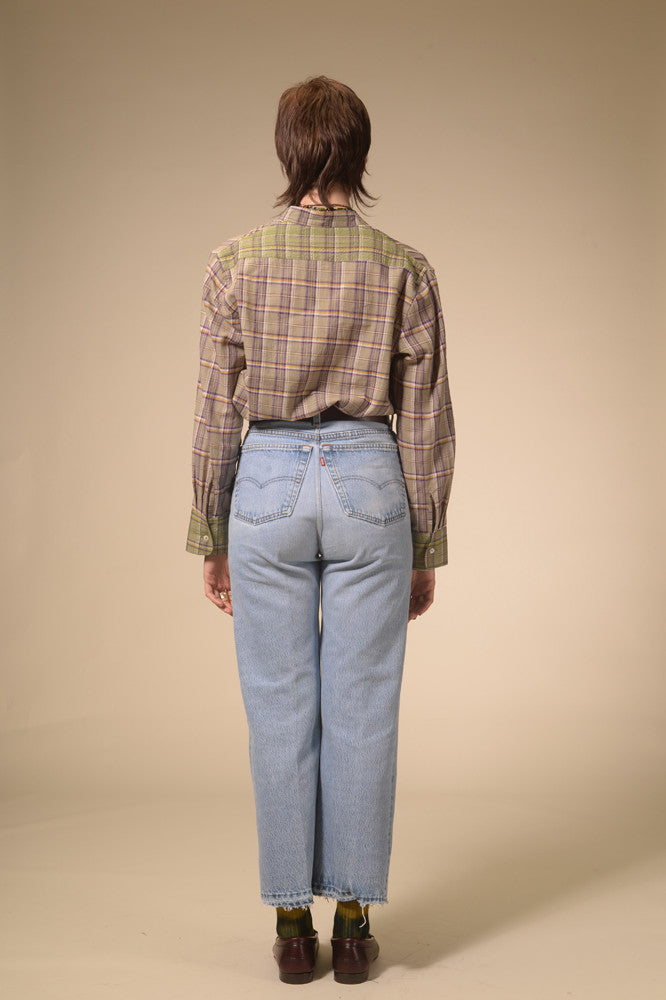 Chemise tartan violet Jil