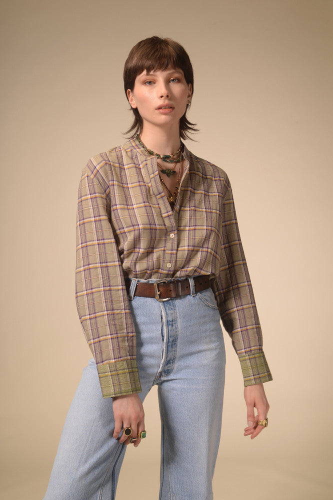 Chemise tartan violet Jil