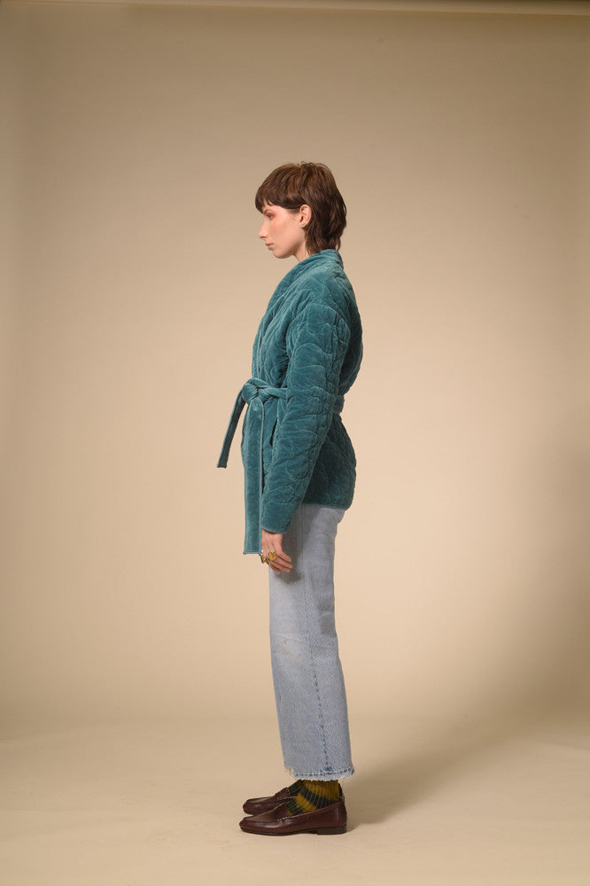 Kimono matelassé bleu canard Sirva