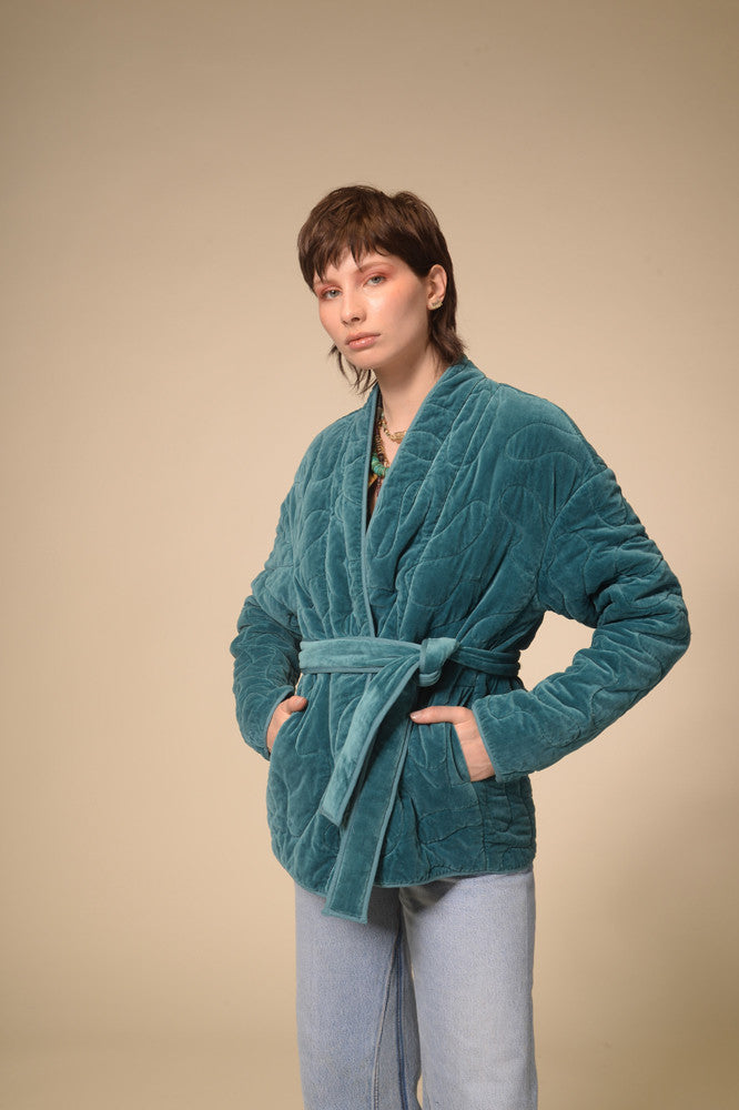 Kimono matelassé bleu canard Sirva