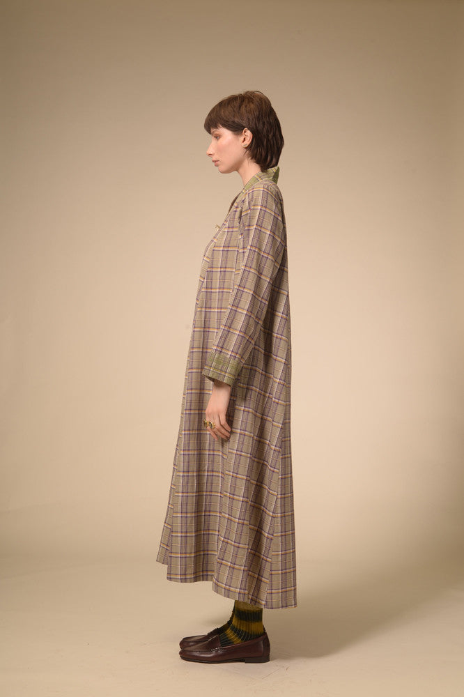 Robe longue tartan violet Jil