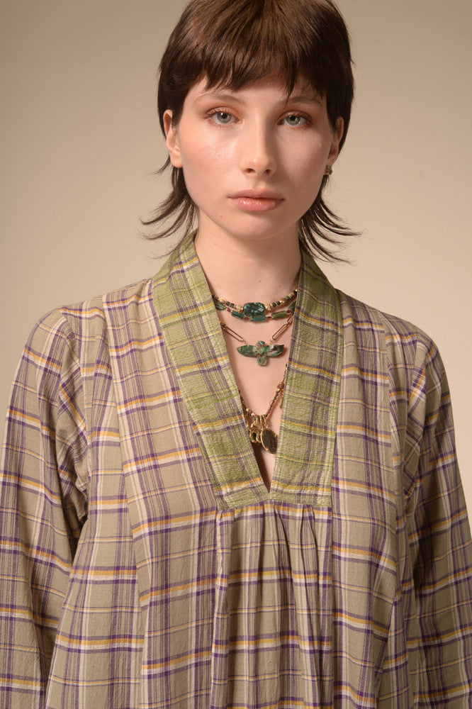 Robe longue tartan violet Jil