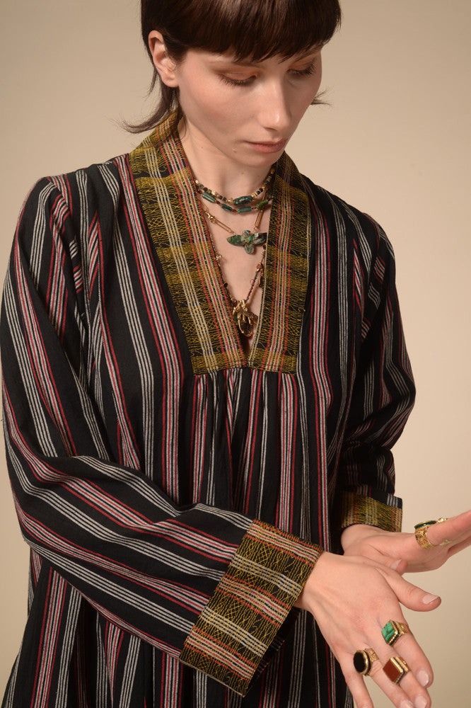 Robe longue rayée noire Jil