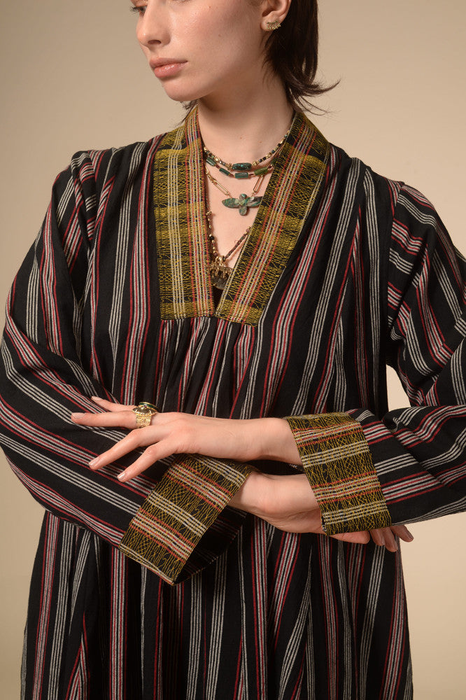 Robe longue rayée noire Jil