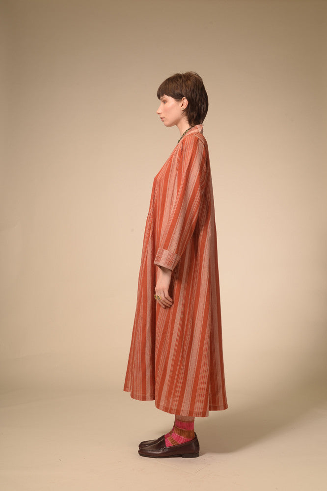 Robe longue rayée terracotta Jil