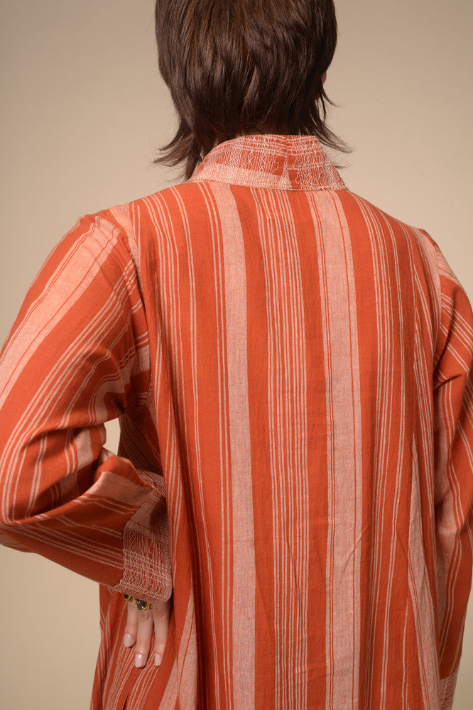 Robe longue rayée terracotta Jil