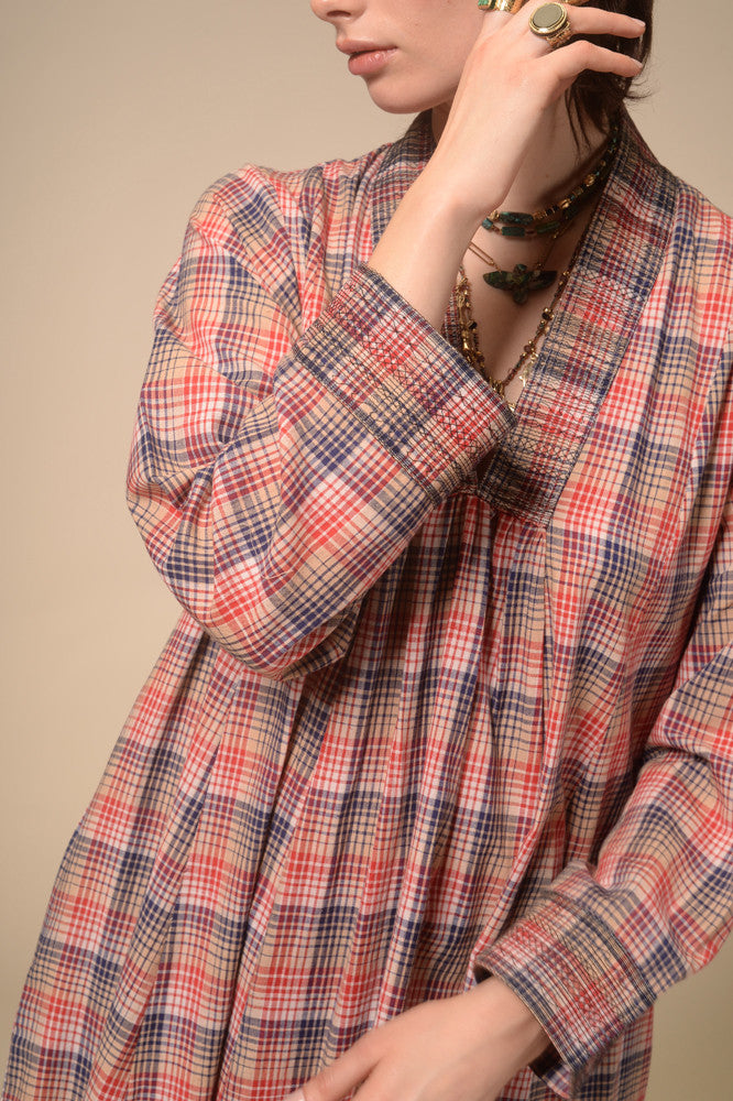 Robe longue tartan rouge Jil