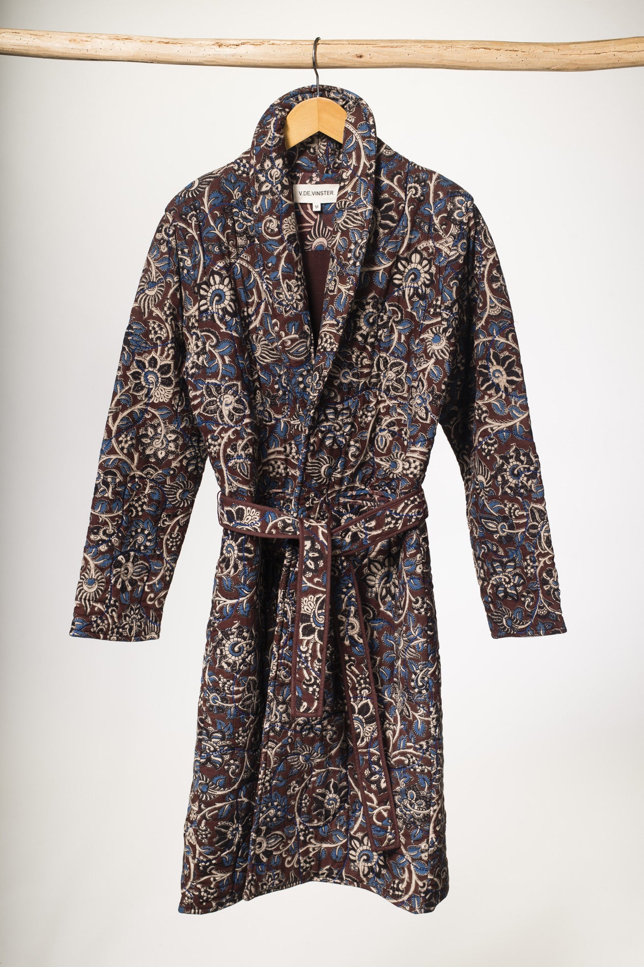 Manteau matelassé imprimé fleur Kalamkari