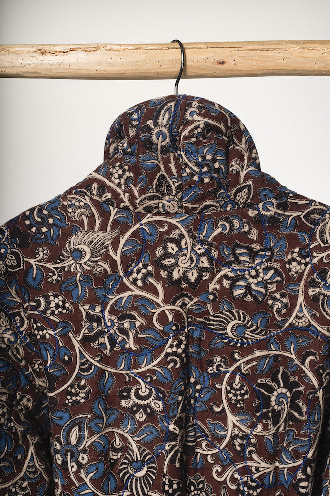 Manteau matelassé imprimé fleur Kalamkari