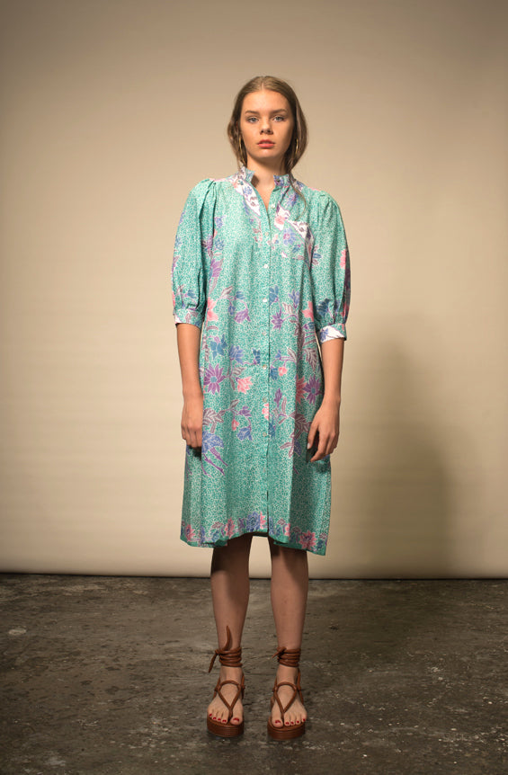 Robe verte imprimée fleur See