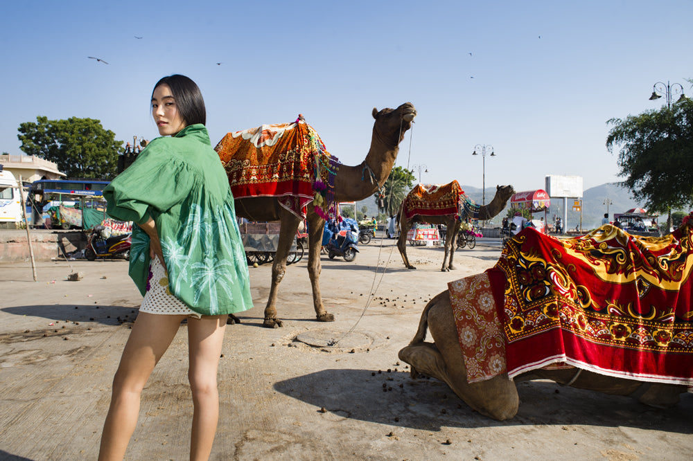 Blouse verte tie and dye Palm