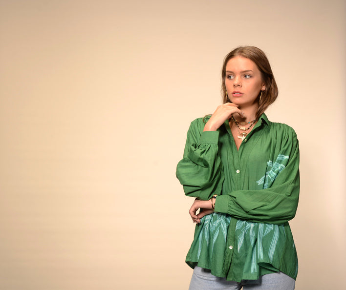 Blouse verte tie and dye Palm