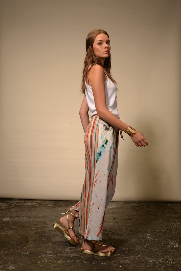 Pantalon multicolore orange Tie and Dye