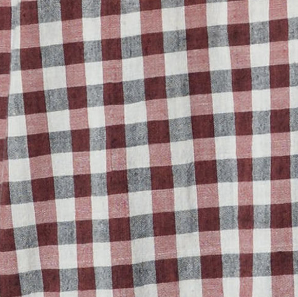 Chemise brodee à carreaux bordeaux Bernadette