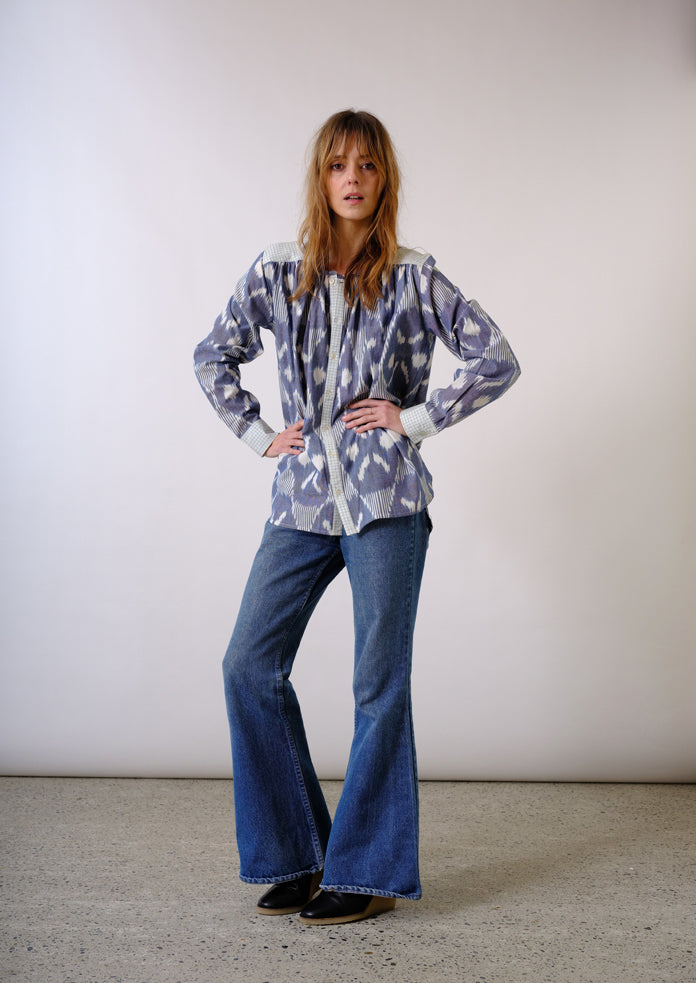 Blouse ikat bleu Satnam