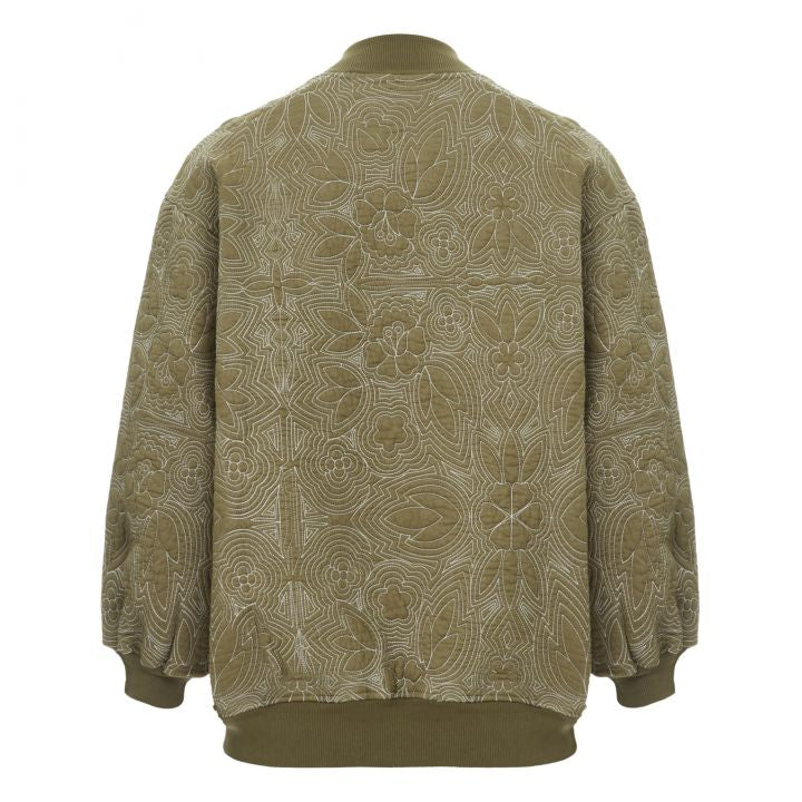 Bomber en coton matelassé fleurs kaki Flowers