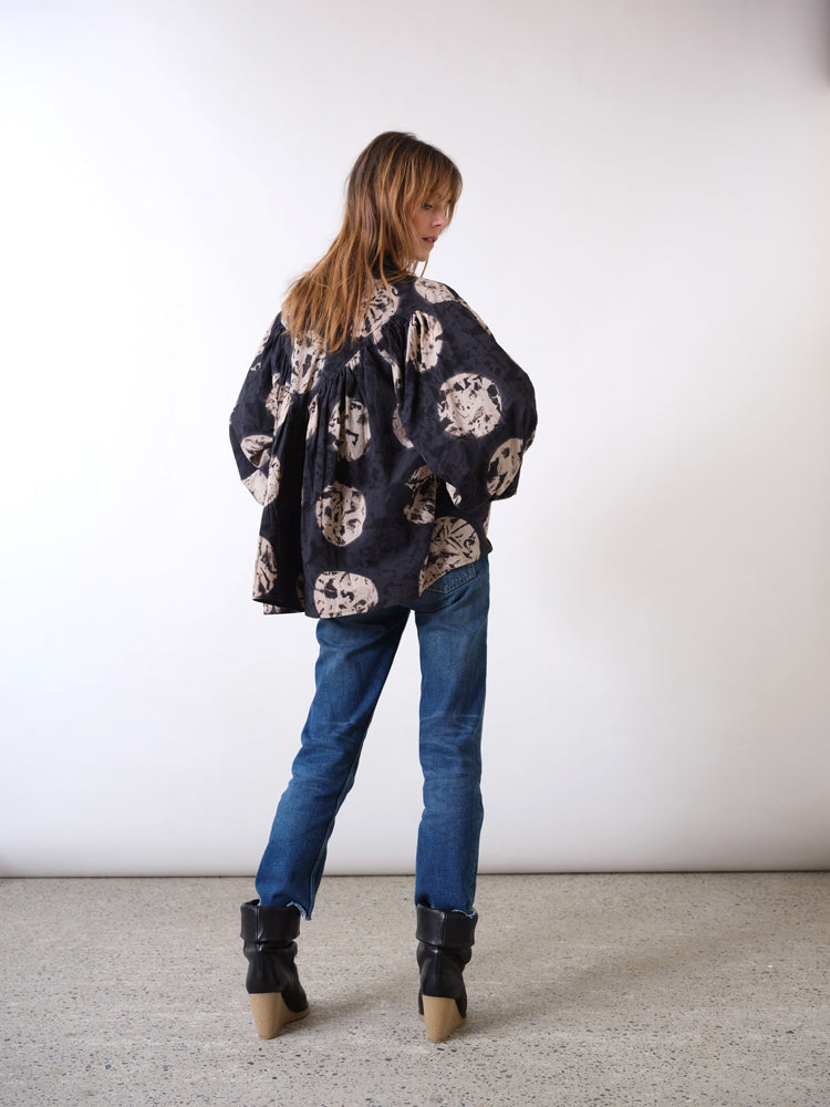 Blouse tie and dye noire Soufiane