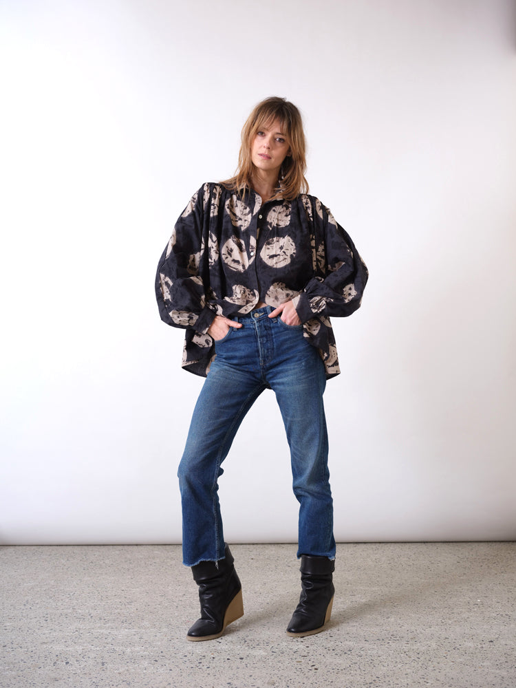 Blouse tie and dye noire Soufiane