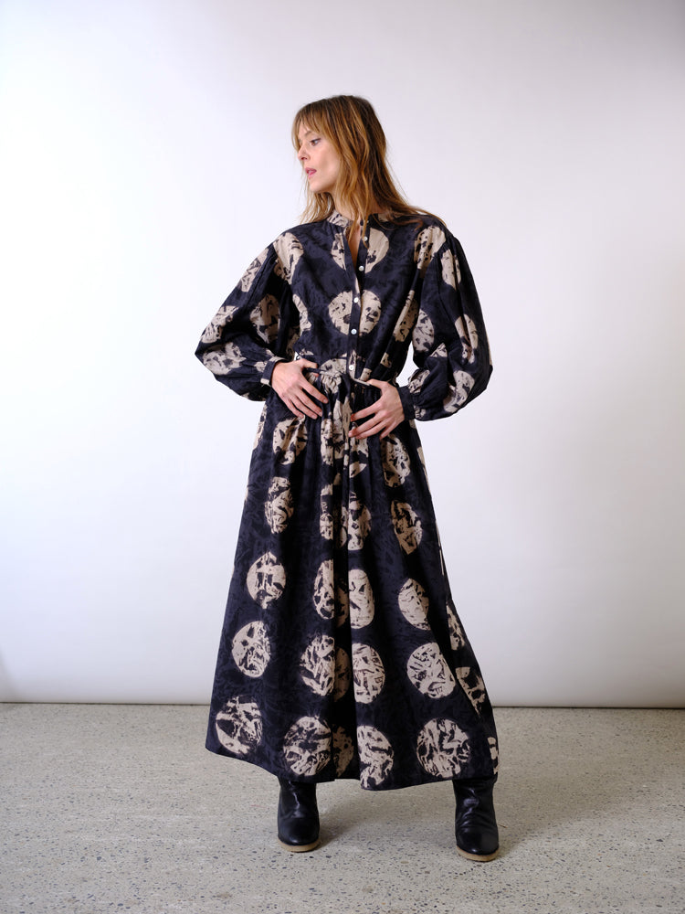 Robe longue tie and dye noir Soufiane