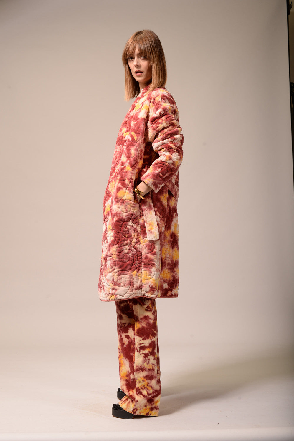 Manteau tie and dye rouge Sirvansa