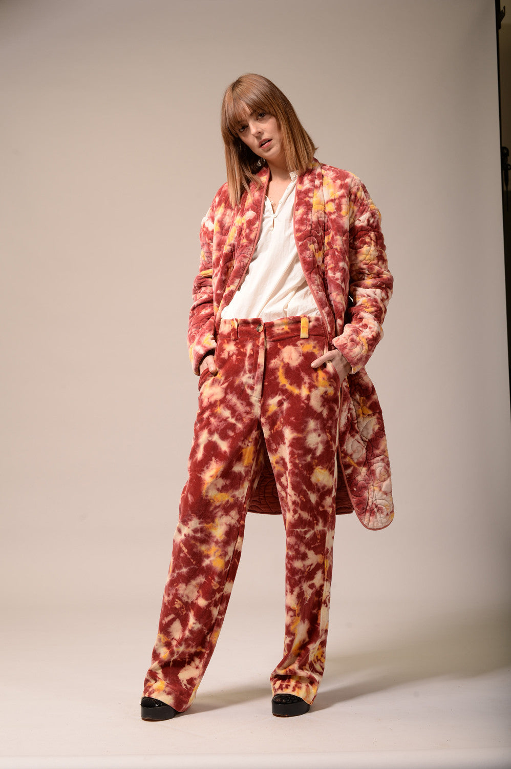 Manteau tie and dye rouge Sirvansa